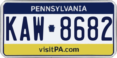 PA license plate KAW8682