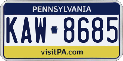 PA license plate KAW8685