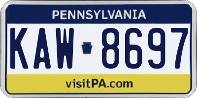 PA license plate KAW8697