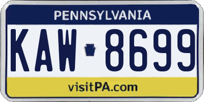 PA license plate KAW8699