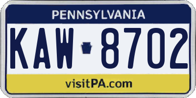 PA license plate KAW8702