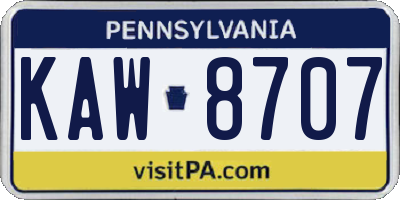 PA license plate KAW8707