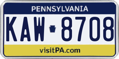 PA license plate KAW8708