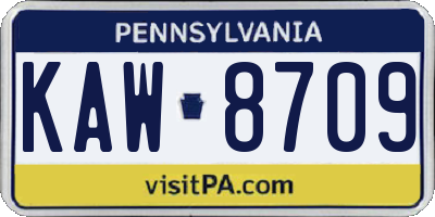 PA license plate KAW8709