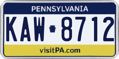PA license plate KAW8712