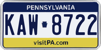 PA license plate KAW8722