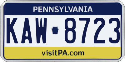 PA license plate KAW8723