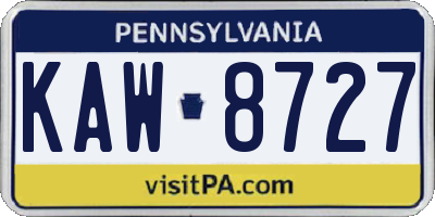 PA license plate KAW8727