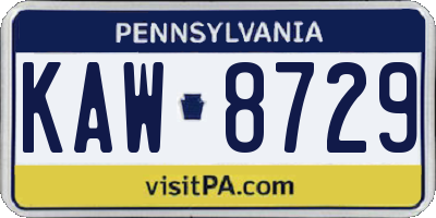 PA license plate KAW8729