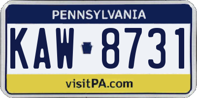 PA license plate KAW8731