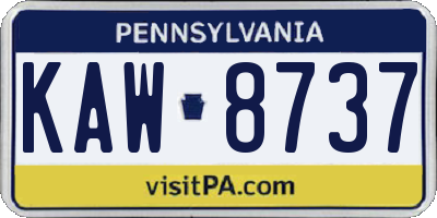 PA license plate KAW8737