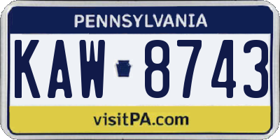 PA license plate KAW8743