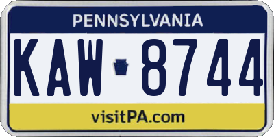 PA license plate KAW8744