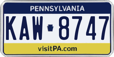 PA license plate KAW8747