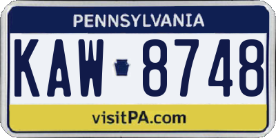 PA license plate KAW8748