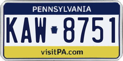 PA license plate KAW8751