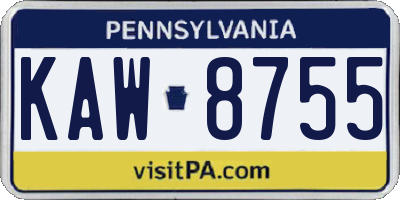 PA license plate KAW8755