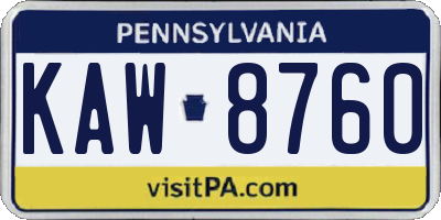 PA license plate KAW8760