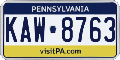 PA license plate KAW8763