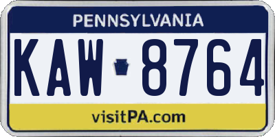 PA license plate KAW8764