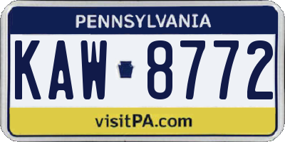 PA license plate KAW8772