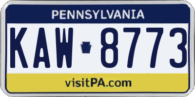 PA license plate KAW8773