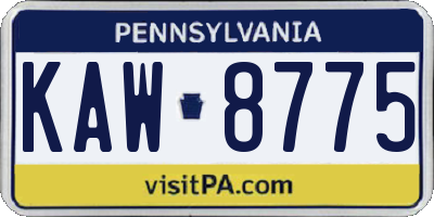 PA license plate KAW8775
