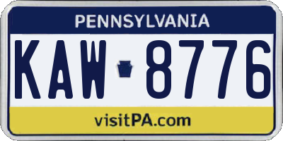 PA license plate KAW8776