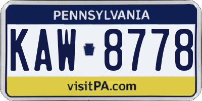 PA license plate KAW8778