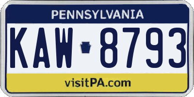 PA license plate KAW8793