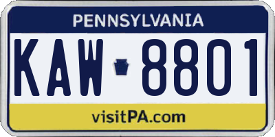 PA license plate KAW8801