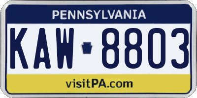 PA license plate KAW8803