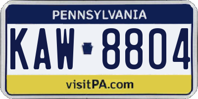PA license plate KAW8804