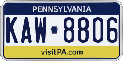 PA license plate KAW8806