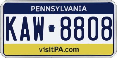 PA license plate KAW8808