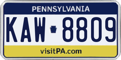 PA license plate KAW8809