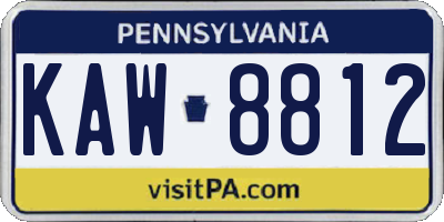 PA license plate KAW8812