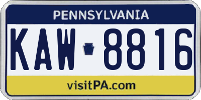 PA license plate KAW8816