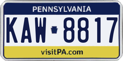 PA license plate KAW8817
