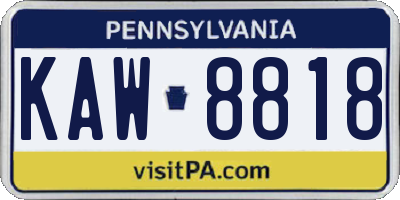 PA license plate KAW8818