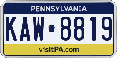 PA license plate KAW8819