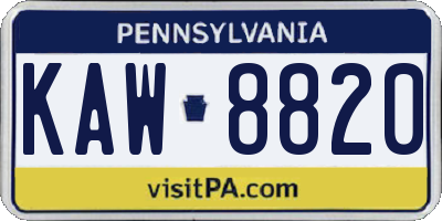 PA license plate KAW8820