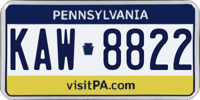 PA license plate KAW8822