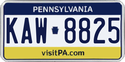 PA license plate KAW8825