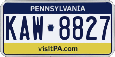 PA license plate KAW8827