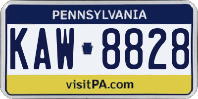 PA license plate KAW8828