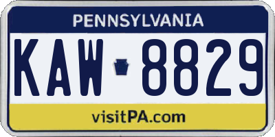 PA license plate KAW8829