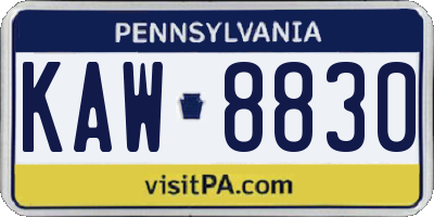 PA license plate KAW8830