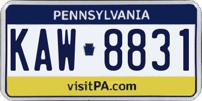 PA license plate KAW8831
