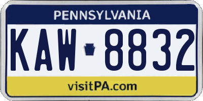 PA license plate KAW8832